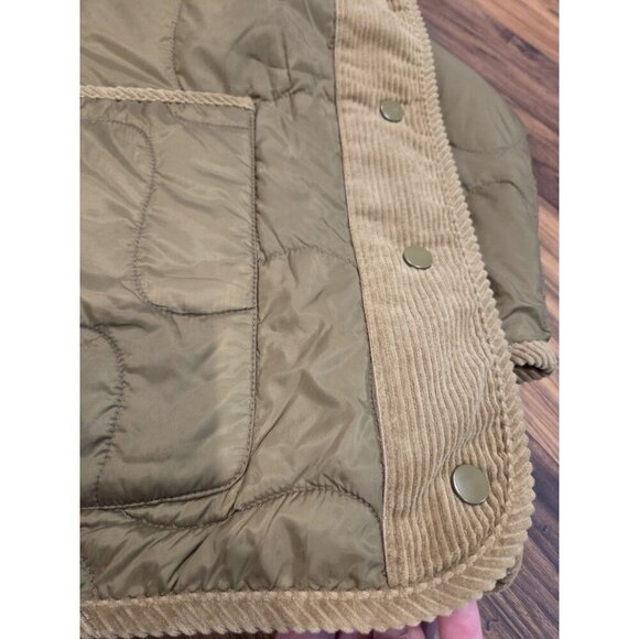 Bernie Quilted Corduroy Trim Puffer Jacket Womens Sz L/XL Acorn Sustainable - Picture 11 of 12